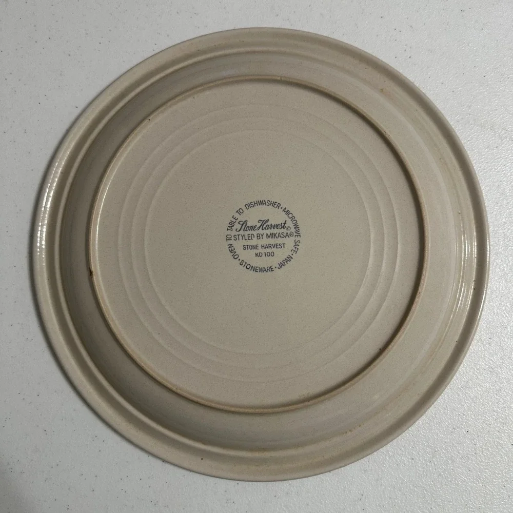 Mikasa Stone Harvest Vintage KD 100 Platter Plate Stoneware Brown Trim Japan 12